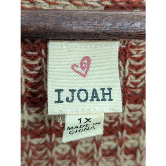 I JOAH 3 Button Cardigan Beige & Red Space Dyed Size 1X - Picture 3 of 6